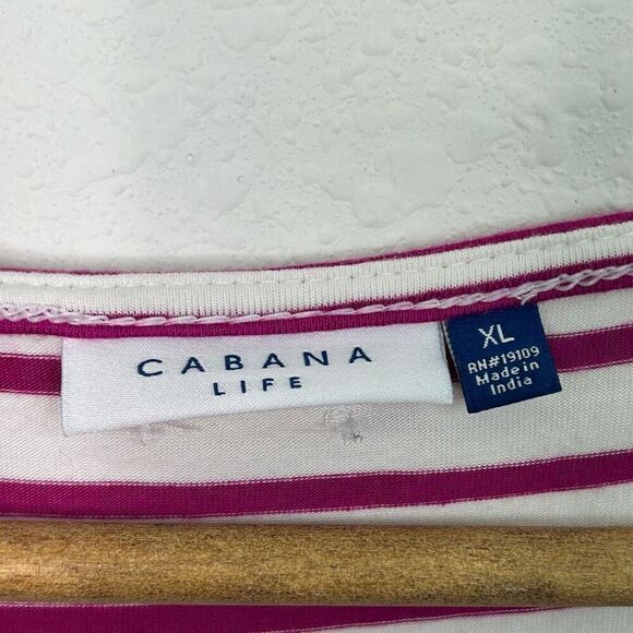 Cabana Life White Pink Striped Elastic Waist Rayon Spandex Mini Dress Women’s XL - Picture 5 of 14